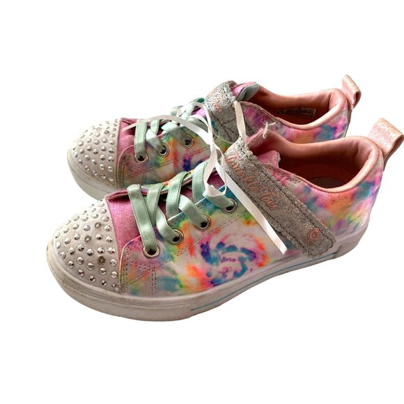 Skechers Twinkle Toes Girls Size 1.5 Pink Multicolor Sneaker Shoes Lights up - Picture 1 of 8